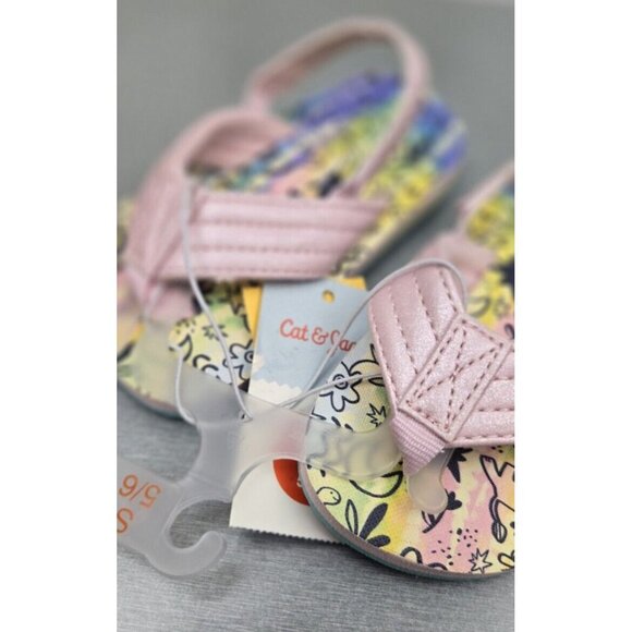Cat & Jack Sandals Summer Pink Beach Summer Flip Flop Toddler Girls Size 5/6 - Picture 3 of 7